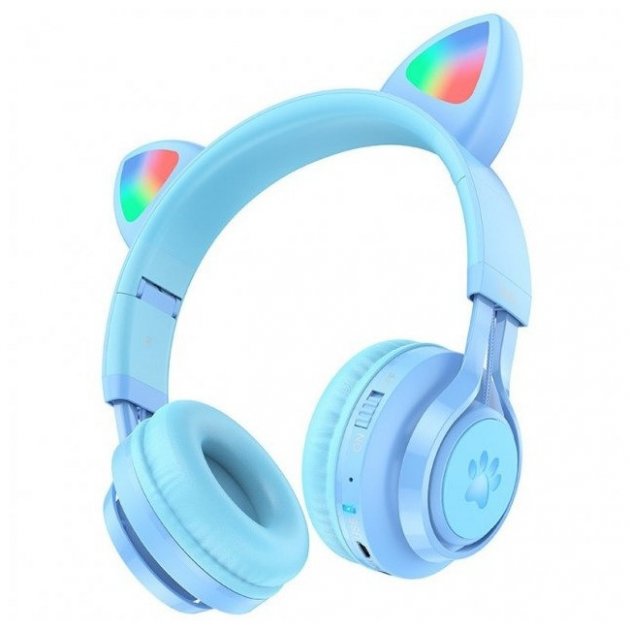 Наушники Hoco W39 Cat Ear Cute Kids Wireless Headphones Blue