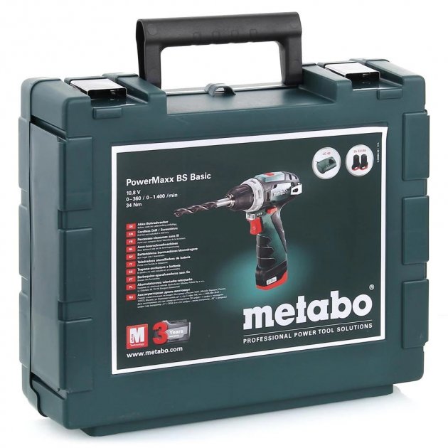 Шуруповерт Metabo PowerMaxx BS Basic акумуляторний, 10.8 В, 2х2.0Аг, кейс фото №10