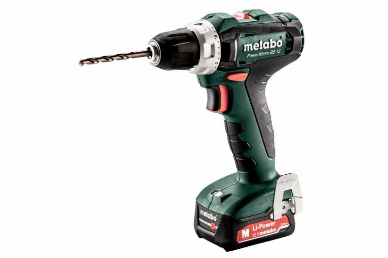 Шуруповерт Metabo PowerMaxx BS 12, 2х2.0Аг (Slide-in), ЗП SC-30, кейс МС05