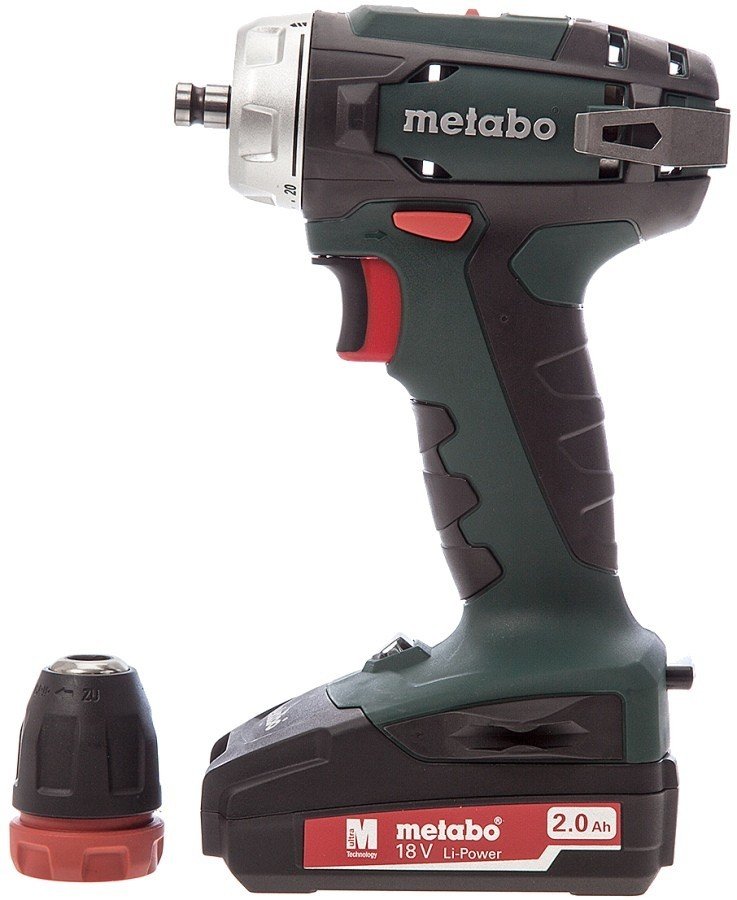 Шуруповерт Metabo BS 18 Quick акумуляторний, 18V 2x2Aг,кофр, кут.насадка,набір SP(9 шт) фото №2