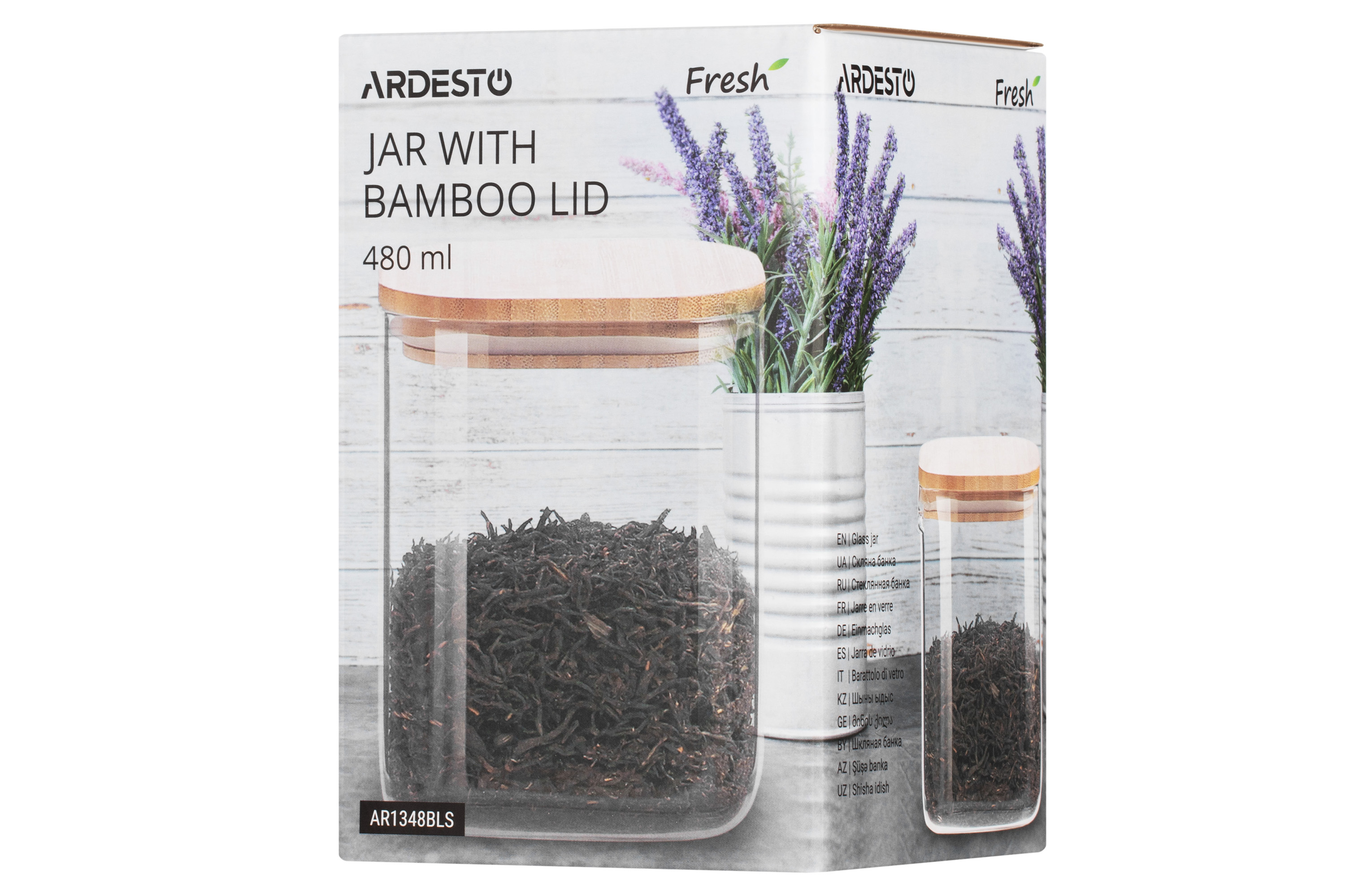 Ємність для зберігання Ardesto Банка AR1348BLS 480 мл, скло, бамбук фото №2