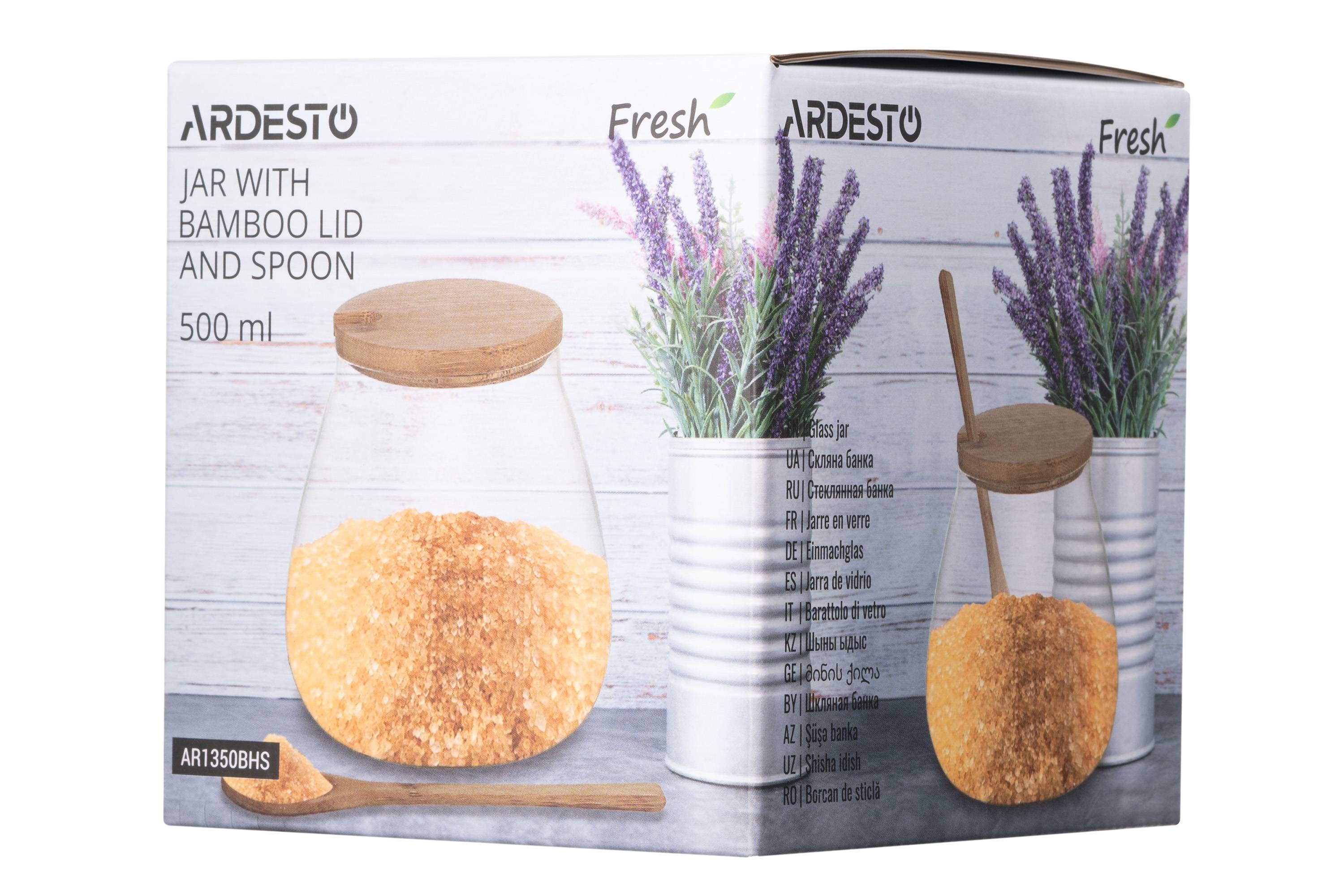 Ємність для зберігання Ardesto Банка AR1350BHS 500 мл, скло, бамбук фото №2