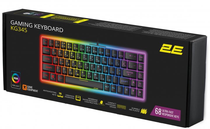 Клавиатура 2E GAMING KG345 RGB 68key USB Transparent фото №2