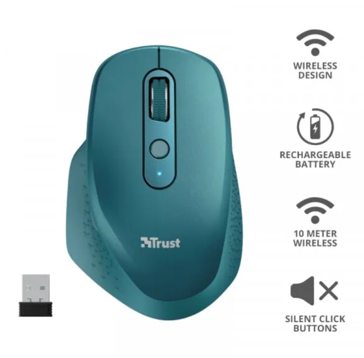 Компьютерная мыш Trust Ozaa Rechargeable WL Blue (24034) фото №2