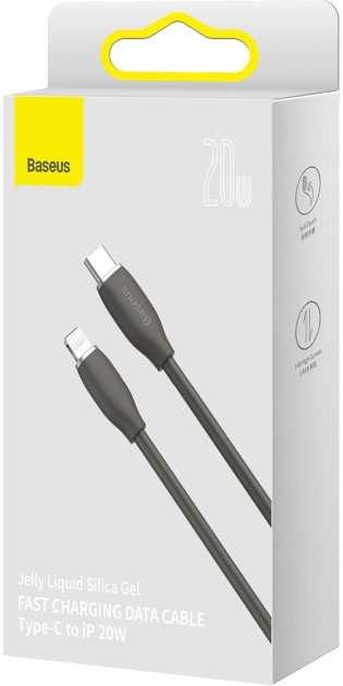 Baseus Jelly Liquid Silica Gel Fast Charging Data Cable USB to iP 2.4A 1.2m Black фото №2