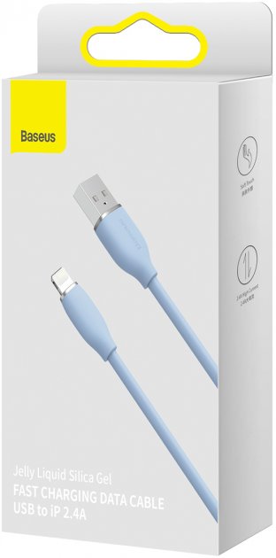 Baseus Jelly Liquid Silica Gel Fast Charging Data Cable USB to iP 2.4A 1.2m Blue фото №3