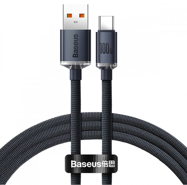 Baseus Crystal Shine Series Fast Charging Data Cable USB to Type-C 100W 1.2m Black