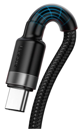 Baseus Cafule HW QC USB Double-sided Blind Interpolation For Type-C 40W 1m Gray Black фото №4