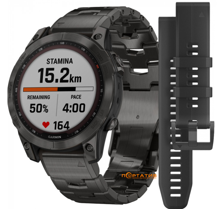 Smart часы Garmin fenix 7 Sapph Sol, Carbon Gray DLC Ti w/DLC Ti Bracelet, GPS (010-02540-39) фото №6