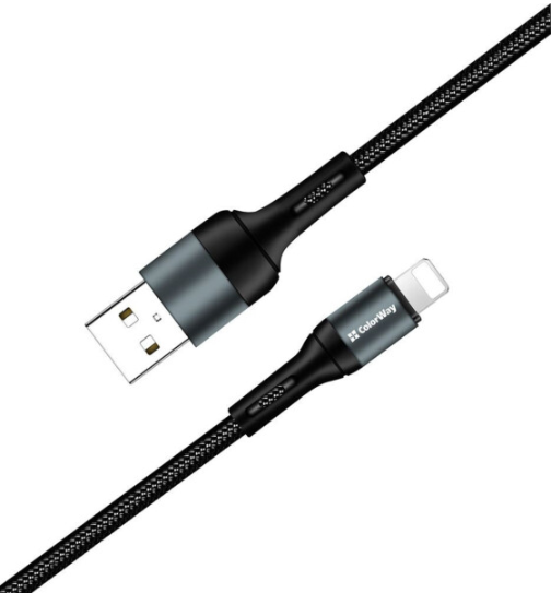Colorway USB - Apple Lightning (nylon) 2.4А 1м чорний (CW-CBUL045-BK) фото №4