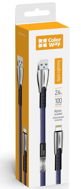 Colorway USB - Apple Lightning (zinc alloy) 2.4А 1м синій (CW-CBUL010-BL) фото №3