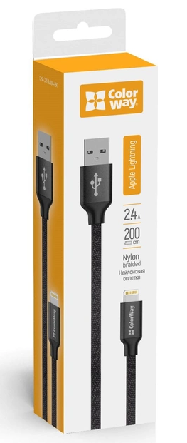 Colorway USB - Apple Lightning 2.4А 2м чорний (CW-CBUL007-BK) фото №3