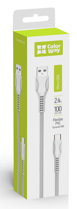 Colorway USB - MicroUSB (line-drawing ) 2.4А 1м білий (CW-CBUM028-WH) фото №3