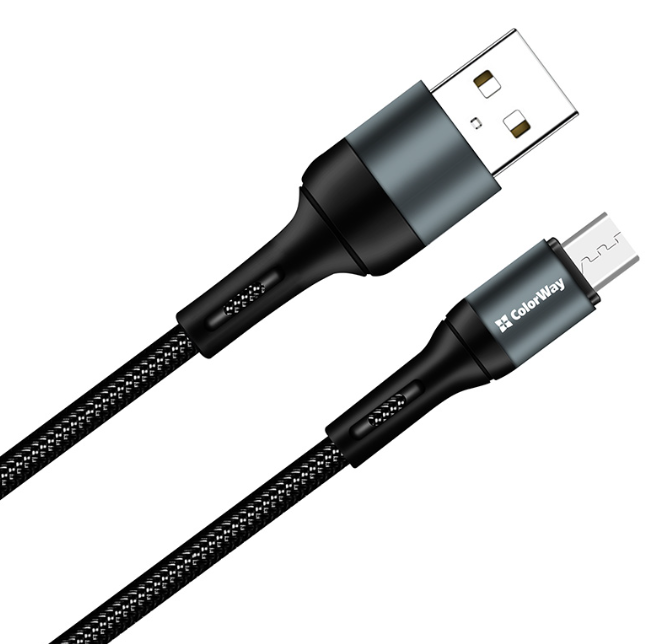 Colorway USB - MicroUSB (nylon) 2.4А 1м чорний (CW-CBUM045-BK) фото №8