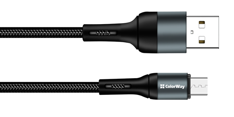 Colorway USB - MicroUSB (nylon) 2.4А 1м чорний (CW-CBUM045-BK) фото №5