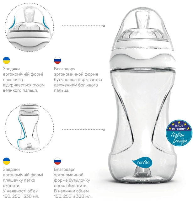 Пляшечка для годування Nuvita Антиколікова NV6051AZZURO, 330 мл фото №3