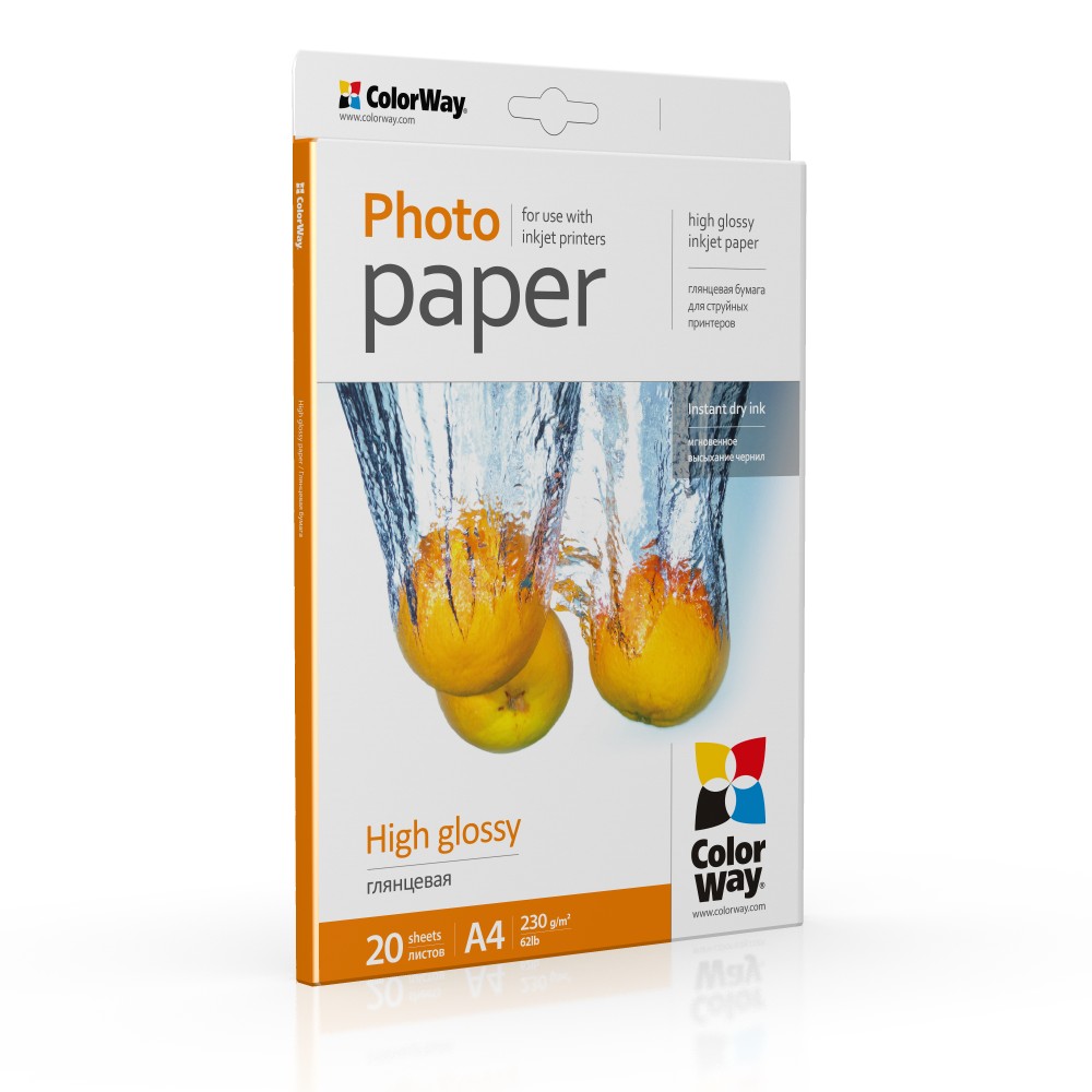 Папір офісний Colorway CW глянц. 230г/м, A4 PG230-20 карт.уп.