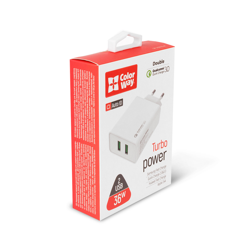 МЗП Colorway 2USB Quick Charge 3.0 (36W) белое
