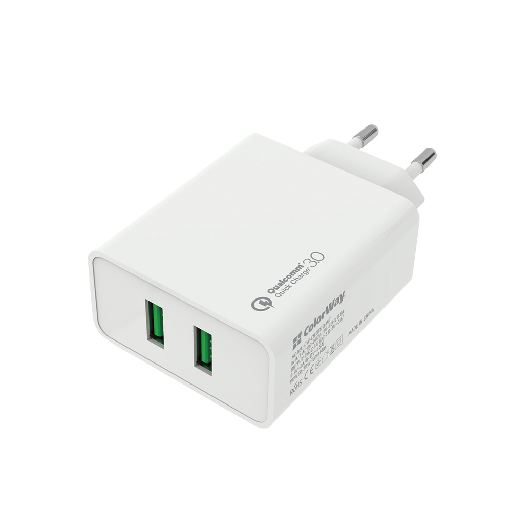 МЗП Colorway 2USB Quick Charge 3.0 (36W) белое фото №2