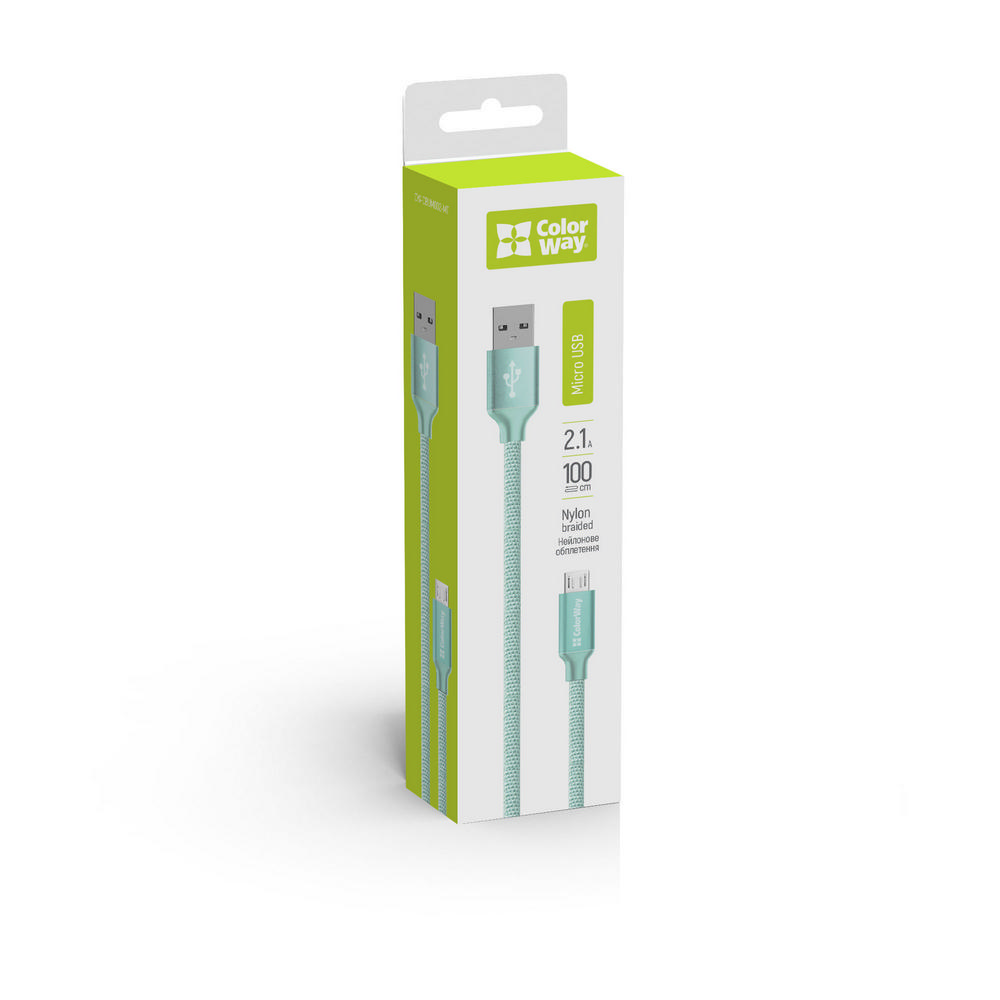 Colorway USB - MicroUSB 2.1А 1м м'ятний CW-CBUM002-MT