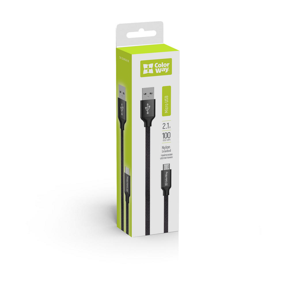 Colorway USB - MicroUSB 2.1А 1м чорний CW-CBUM002-BK