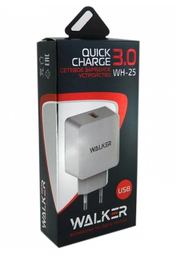МЗП Walker WH-25 QC3.0 1USB / 2.4A white фото №2