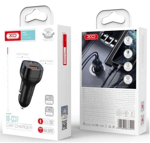 АЗУ XO CC37 1 USB QC 3.0   Type-C PD (20W) Black фото №3