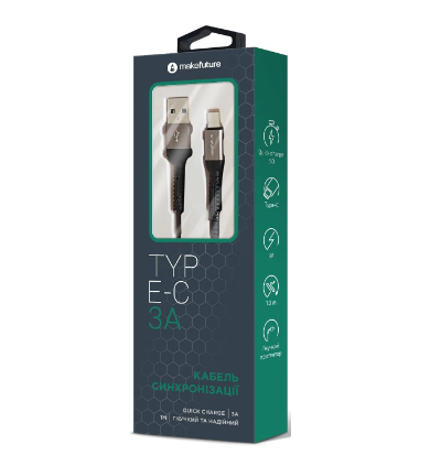 MAKE USB to Type-C 3A 1м Denim Grey (MCB-CD10GR) фото №4