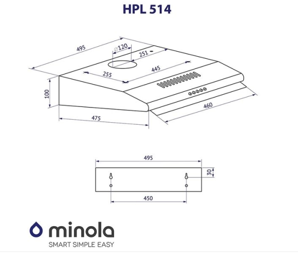 Витяжки Minola HPL 514 WH фото №11