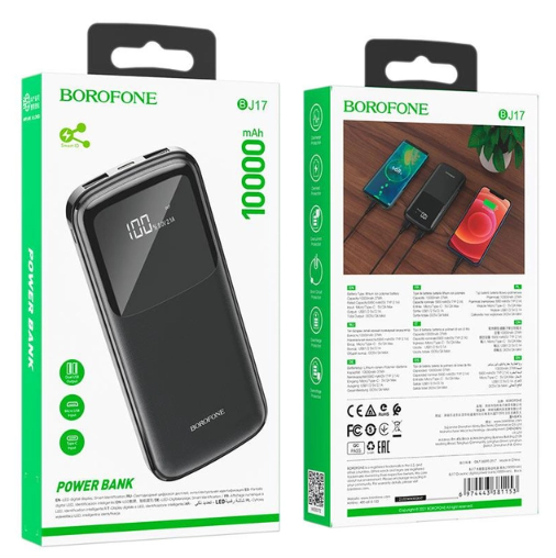 Мобільна батарея Borofone BJ17 Oceanic digital 10000mAh Black фото №4