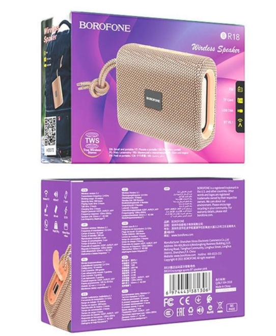 Портативна колонка Borofone BR18 Encourage sports BT speaker Pink фото №2