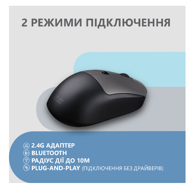 Комп'ютерна миша 2E MF218 Silent WL BT Black/Gray фото №3
