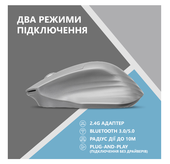 Компьютерная мыш 2E MF280 Silent WL BT Gray фото №3