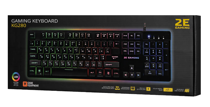 Клавіатура 2E GAMING KG280 LED USB Black UKR фото №6