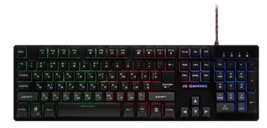 Клавіатура 2E GAMING KG280 LED USB Black UKR