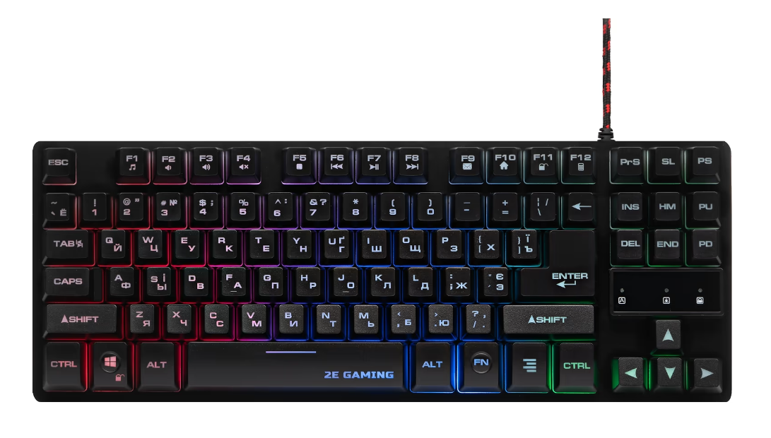 Клавиатура 2E GAMING KG290 87 keys LED USB Black UKR