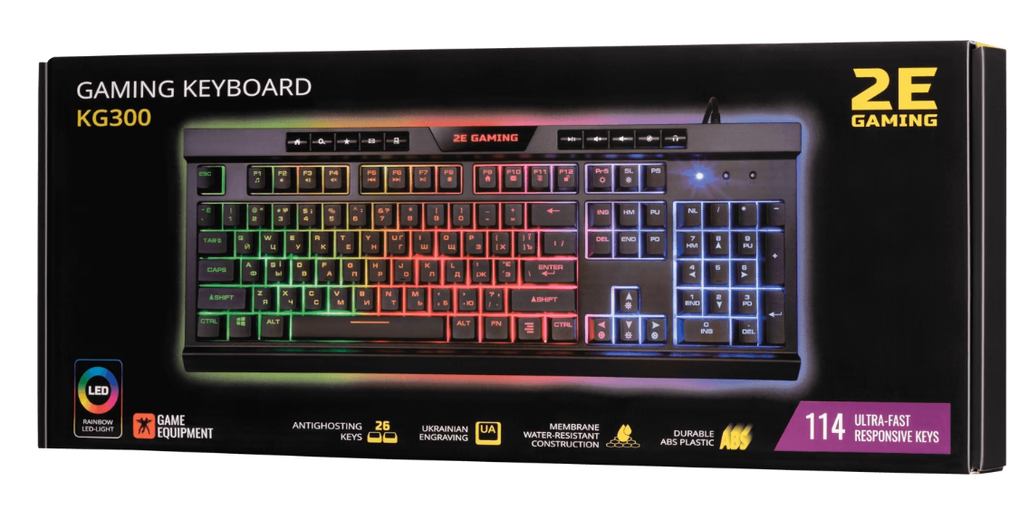 Клавиатура 2E GAMING KG300 LED USB Black UKR фото №8