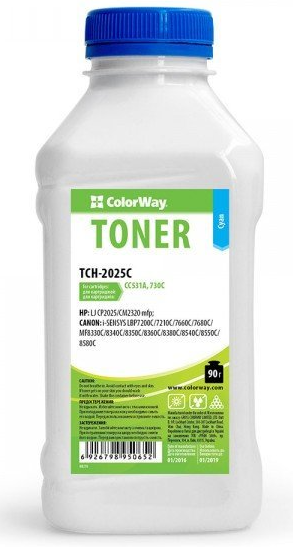 Тонер Colorway HP CLJ CP2025/2020/CM2320 Cyan 90g/bottle