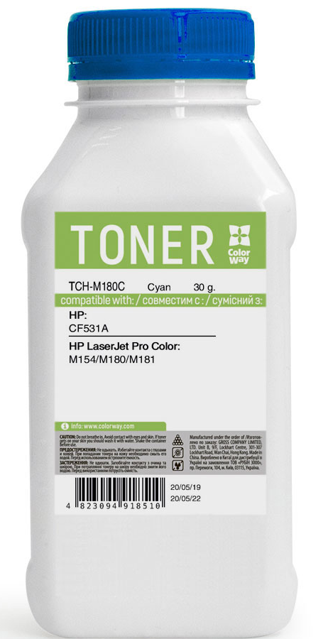 Тонер Colorway HP CLJ M180/181 Cyan (30g) TCH-M180C