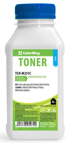 Тонер Colorway HP CLJ Pro 200 M251/MFP276 Cyan 55g/bottle