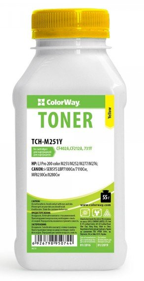 Тонер Colorway HP CLJ Pro 200 M251/MFP276 Yellow 55g/bottle