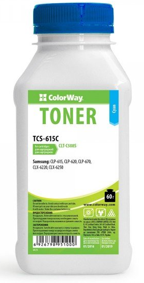 Тонер Colorway Samsung CLP-615/620ND/670ND Cyan 60g/bottl