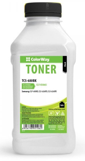 Тонер Colorway Тонер CW Samsung CLP-680 Black 160g/bottle   Чип (2k DELCOPI)