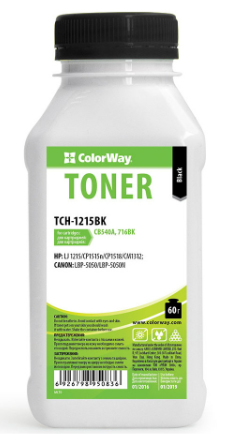 Тонер Colorway HP CLJ CP1215/1515 Black 60g/bottle
