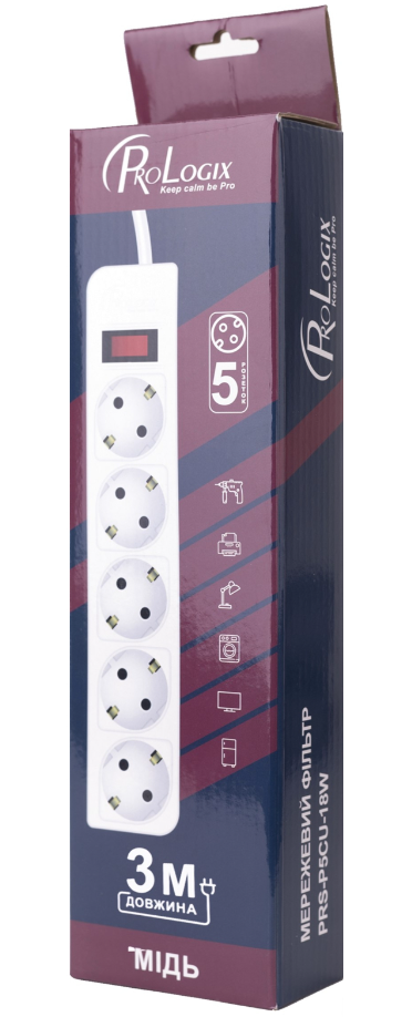 Мережевий фільтр Prologix PRS-P5CU-30W 5 розеток, 3 м фото №2
