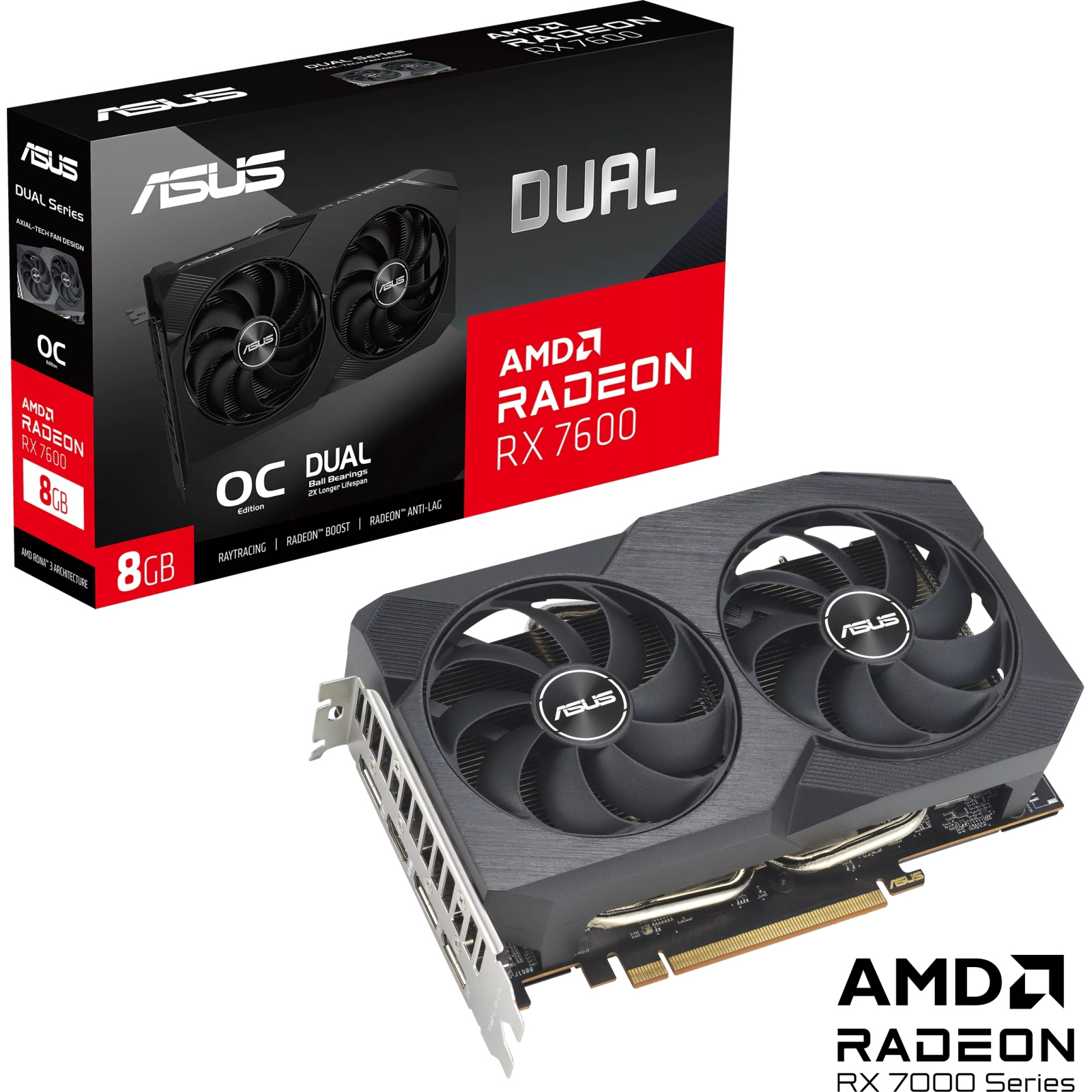 Відеокарта Asus Radeon RX 7600 8GB GDDR6 DUAL OC V2 DUAL-RX7600-O8G-V2