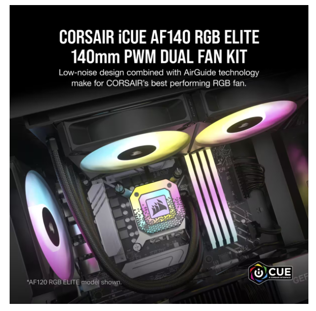 Система охлаждения CORSAIR AF140 RGB Elite Dual Pack (CO-9050156-WW) фото №3