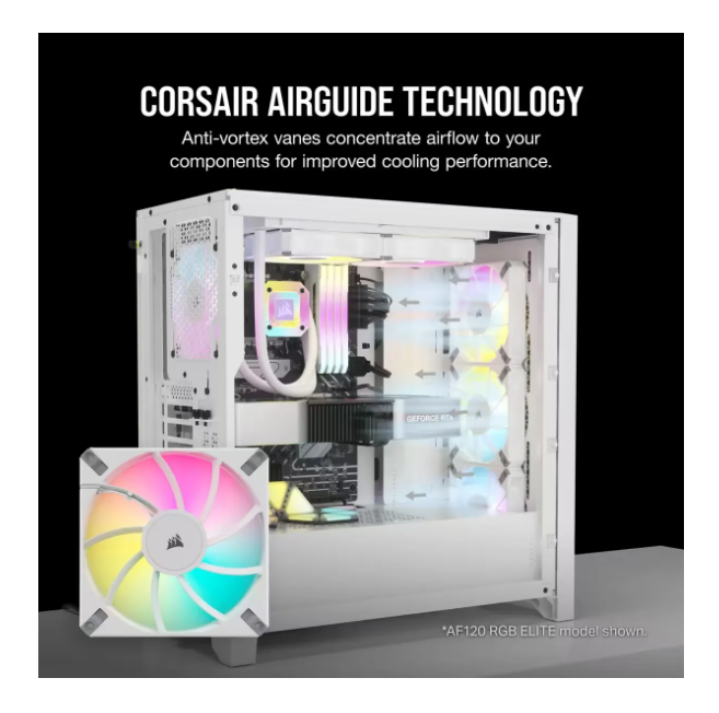 Система охолодження CORSAIR AF120 RGB Elite White Triple Pack (CO-9050158-WW) фото №4