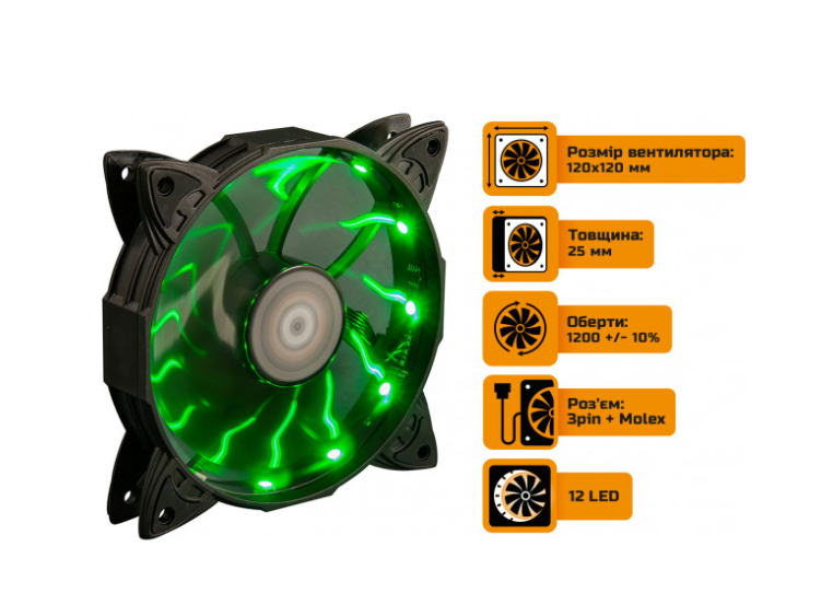 Система охлаждения Frime Iris LED Fan 12LED Auto Effect (FLF-HB120AUTO12) фото №4