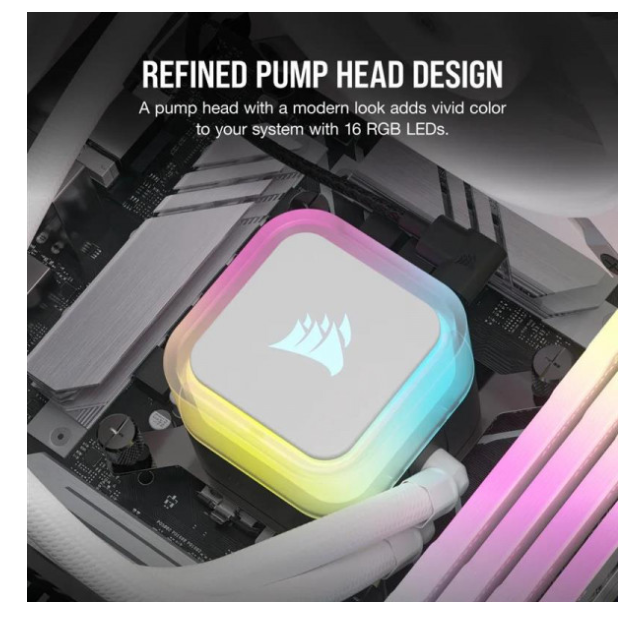 Система охлаждения CORSAIR iCUE H100i RGB Elite Liquid CPU Cooler White (CW-9060078-WW) фото №7